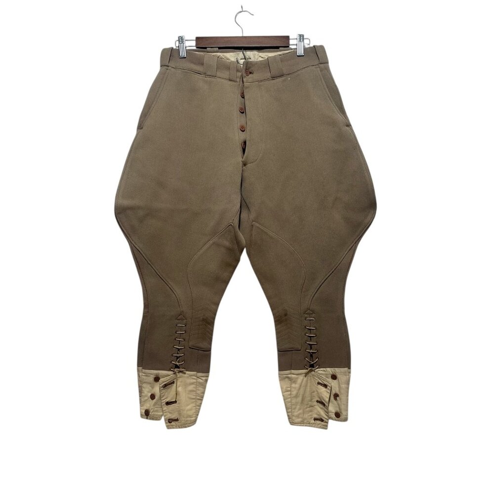 1910-1930 Wool Twill Jodhpurs Riding Pants Men 32 Brown Equestrian Breeches Chor